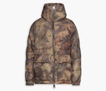 Bedruckte Daunenjacke aus einer gesteppten Baumwollmischung mit Kapuze