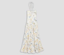 Phoebe gestuftes Neckholder-Maxikleid aus Seide mit Print und Rüschen L