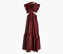Midikleid aus Kunstleder mit Knotendetail und Cut-outs