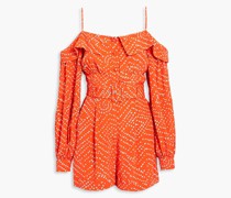 Susanna Playsuit aus Crêpe de Chine mit Polka-Dots und Gürtel
