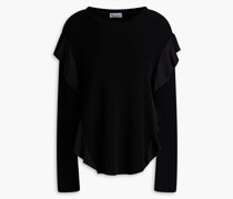 REDValentinoGerippter Pullover aus Baumwolle mit Satinbesatz und Rüschen