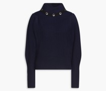 Rollkragenpullover aus einer gerippten Wollmischung mit Verzierung 1