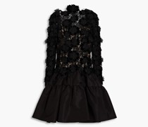 Gerafftes Minikleid aus Taft mit Devoré-Samteinsatz