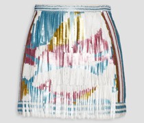 Embellished metallic tulle mini skirt