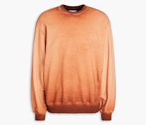 Sweatshirt aus Baumwollfrottee mit Stickereien und Farbverlauf