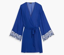 Morgenmante aus Chiffon mit Spitzenbesatz