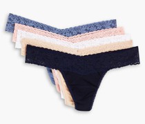 Set aus fünf Strings aus elastischer Spitze mit niedriger Taille