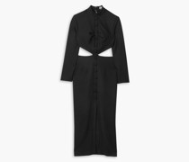 Midikleid aus Twill mit Cut-outs und Verzierung
