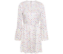 Fluted  polka-dot crepe mini dress