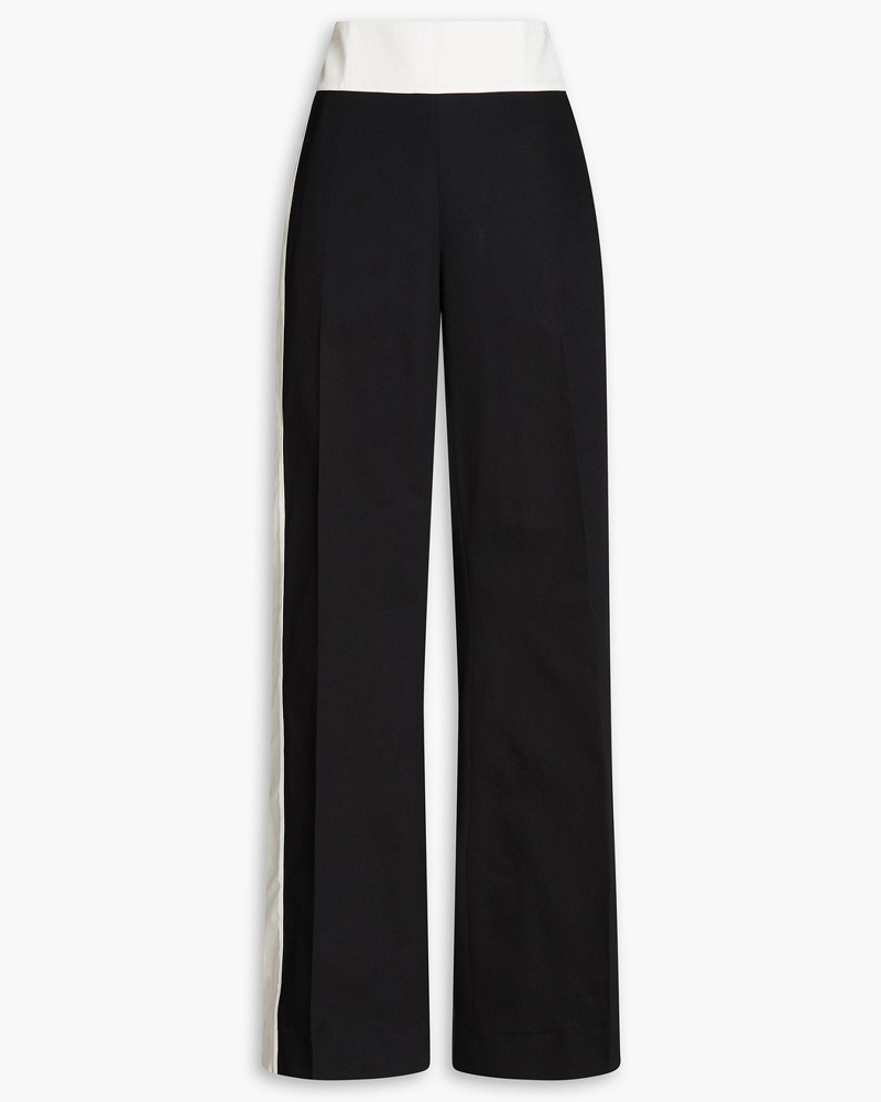 Carolina Herrera New York Damen Zweifarbige Hose mit weitem Bein aus Gabardine aus einer Baumwollmischung