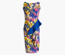 Ceren Kleid aus Scuba mit floralem Print und Rüschen