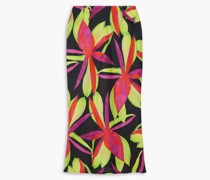 Midirock aus einer Baumwoll-Seidenmischung mit floralem Print