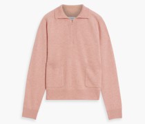 Melierter Pullover aus Kaschmir mit halblangem Reißverschluss