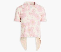 Bagnu Poloshirt aus Frottee aus einer Baumwollmischung mit floralem Print und Cut-outs