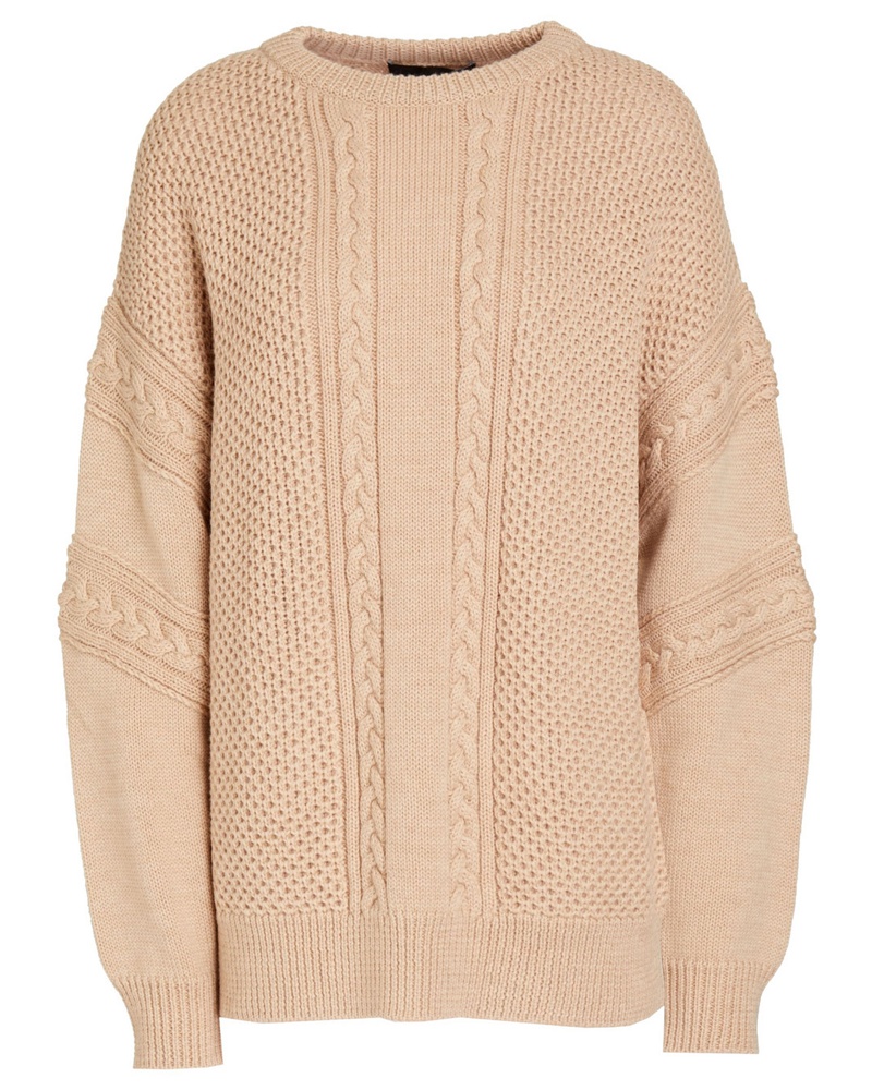 Moschino Damen Wollpullover mit Zopfstrickmuster