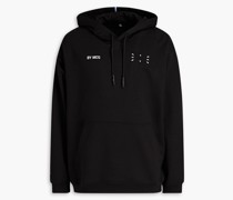 Hoodie aus Baumwollfrottee mit Print und Applikationen