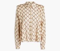 Mehrlagiges Hemd aus glänzendem Jacquard mit Print M