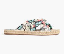 Florita bedruckte Espadrille-Pantoletten aus Leder mit Twist-Detail