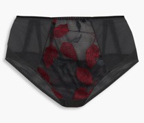 Hoch sitzendes Höschen aus Mesh und Tüll mit Stickereien 1