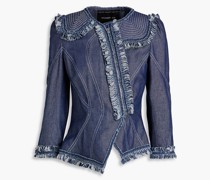 Asymmetrische Jeansjacke mit Fransen