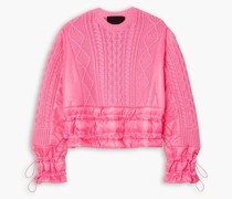 REDValentinoPullover aus einer Wollmischung mit Zopfstrickmuster und Shell mit Mesh-Einsatz