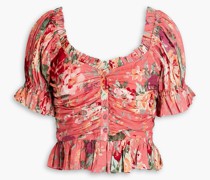 Gerafftes Oberteil aus Crêpe mit floralem Print