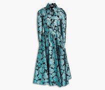 Teresina plissiertes Midikleid aus Brokat aus einer Seidenmischung