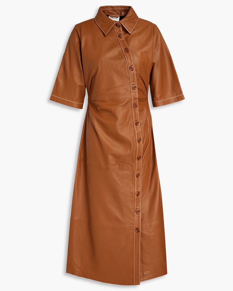 Gestuz Damen NiranGZ Hemdkleid inMidilänge aus Leder
