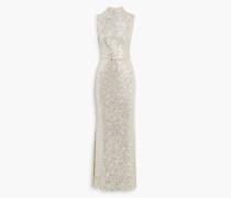 Robe aus Tüll mit Pailletten und Gürtel