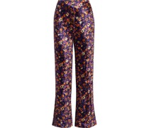 Paoli Hose mit geradem Bein aus Samt mit floralem Print