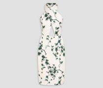 Neckholder-Kleid aus Satin mit Print und Cut-outs