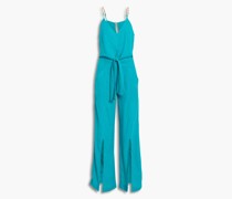 Nora Jumpsuit mit weitem Bein aus einer einenmischung mit Bindedetai vorne