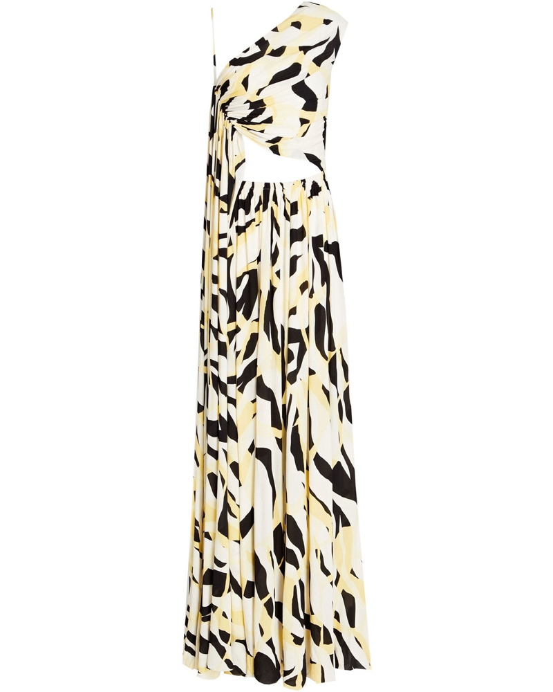 Roberto Cavalli Damen Drapiertes Maxikleid aus Crêpe mit Print