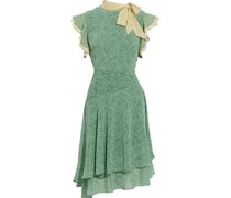 Gestuftes, asymmetrisches Kleid aus Chiffon mit floralem Print und Bindedetail