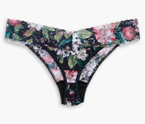 Signature halbhoher String aus elastischer Spitze mit floralem Print