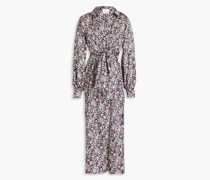 Quin gerafftes Midikleid aus Twill mit Print