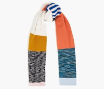 Patchwork-effect cashmere and wool-blend scarf