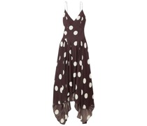 Maren asymmetrisches Maxikleid aus Seidenkrepon mit Polka-Dots und Rückenausschnitt