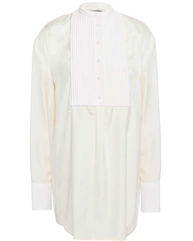 Valentino Garavani Damen Paneled cotton-piqué and silk shirt