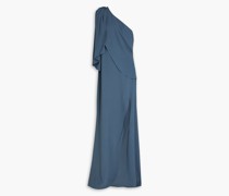Robe aus Cady mit asymmetrischer Schulterpartie