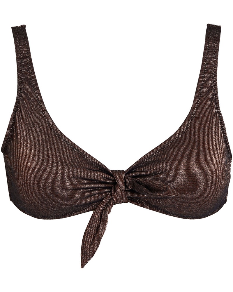 Heidi Klein Damen Bikini-Oberteil aus Stretch-Jersey mit Metallic-Effekt und Knotendetail