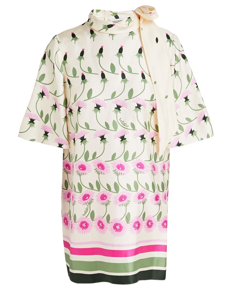 Valentino Garavani Damen Schluppenbluse aus Seiden-Twill mit floralem Print