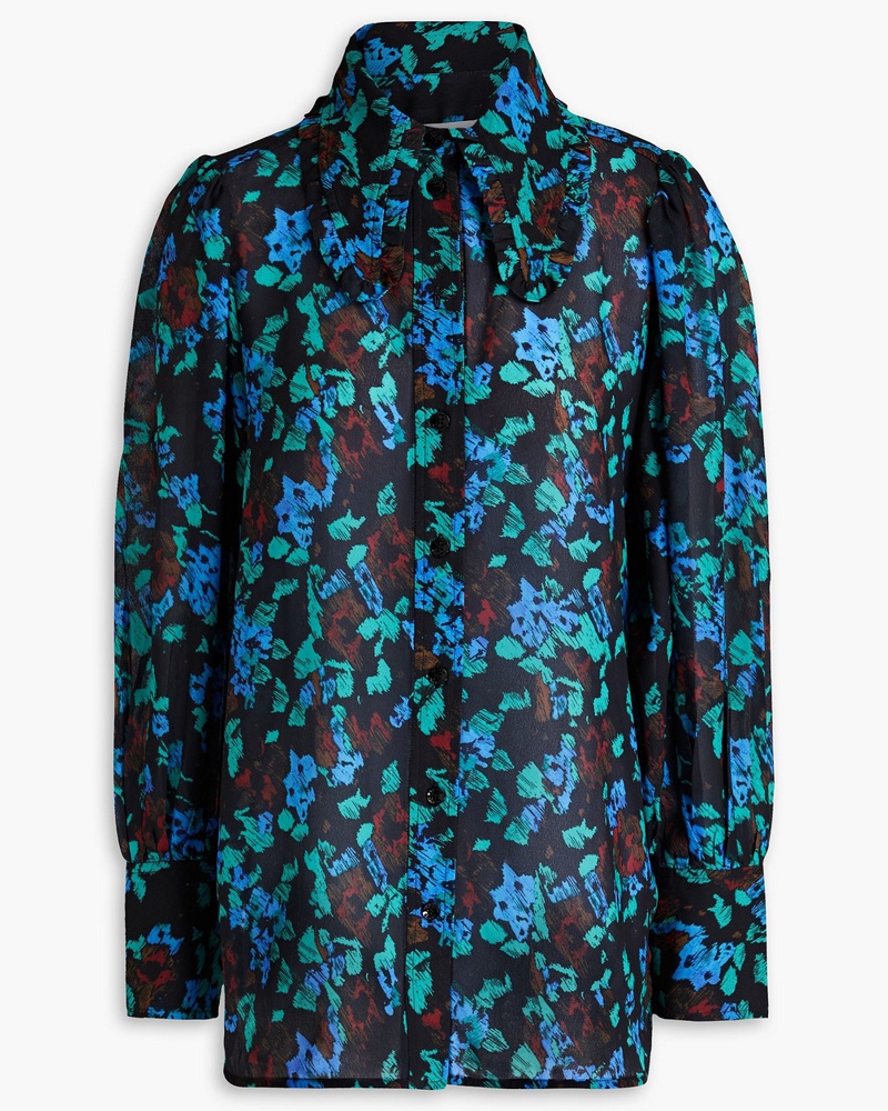 Ganni Damen Bluse aus Crêpe mit floralem Print