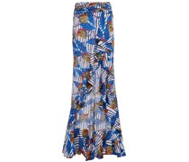Drapierter Maxirock aus Crêpe de Chine mit Print