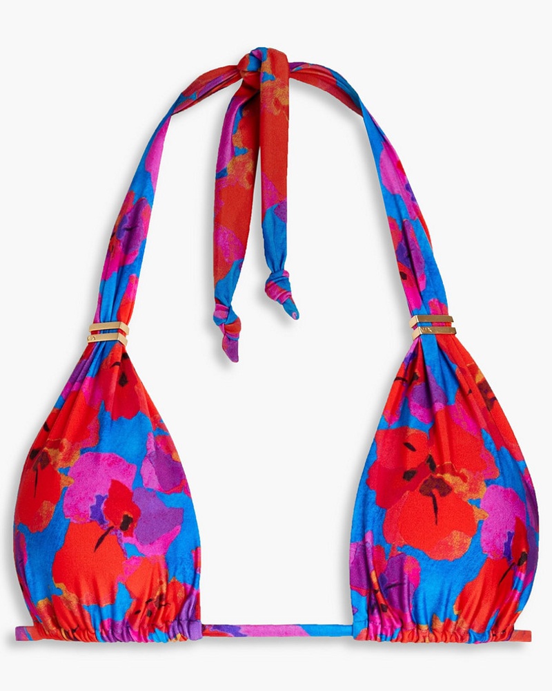 ViX Damen Bia Neckholder-Triangel-Bikini-Oberteil mit floralem Print M