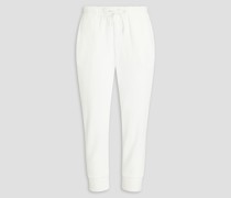 Cropped cotton-blend velour track pants