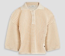 Pullover aus Baumwolle inLochstrick mit Polokragen 0