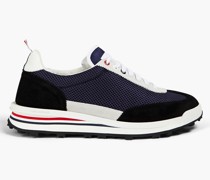 Sneakers aus Mesh und Veloursleder