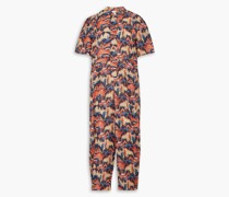 Jumpsuit aus einer Baumwomischung mit Metaic-Fi-Coupé und Print