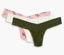 Set aus drei Strings aus elastischer Spitze mit niedriger Taille